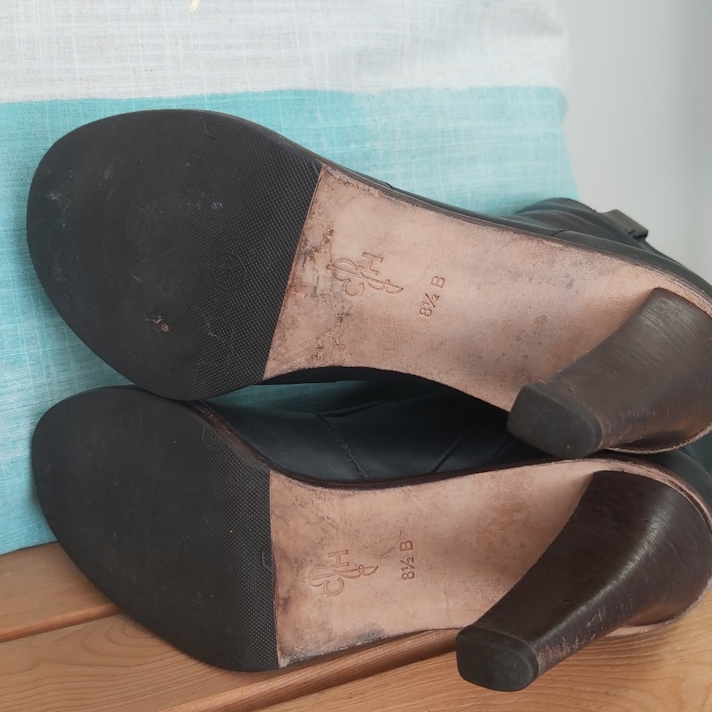 Cole Haan boots size 8.5 Black Leather Heeled Ankle 3.5" heels - Picture 6 of 16